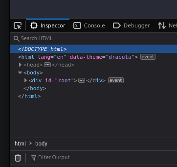 Screenshot of a Client-Side Rendered React Application's first request